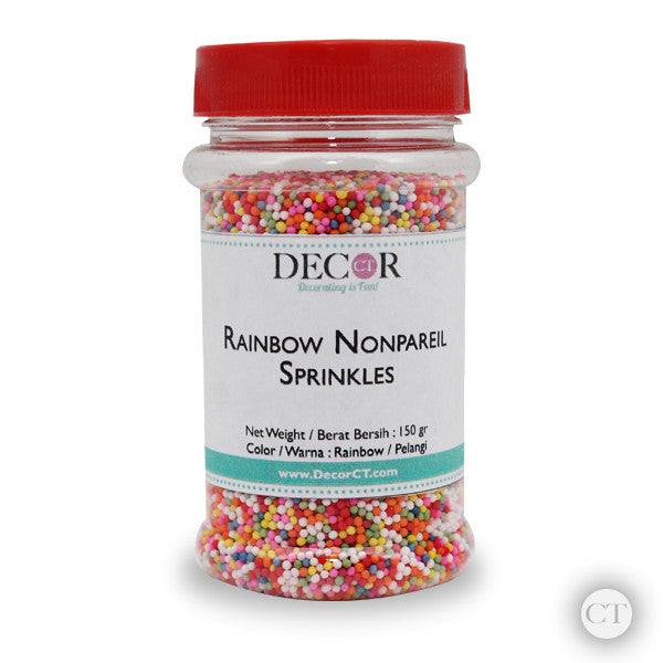 Rainbow Nonpareil Sprinkles dapat digunakan sebagai topping cup cake, birthday cake, cookies, donut, topping ice cream.