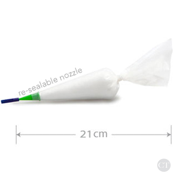 Disposable pastry bag kit for drizzling chocolate, piping fine details, and writing on desserts.