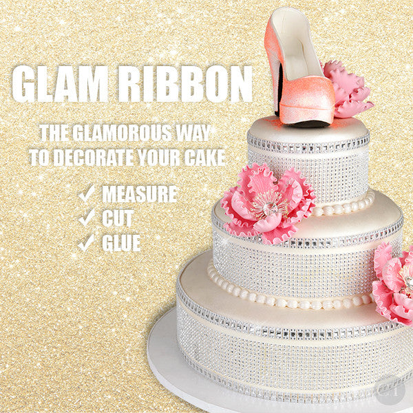 Glam Ribbon Cake Wrap - Black Silver