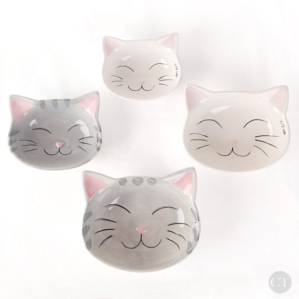 Cute Ceramic Cats Measuring Cups Set - Stackable Kitchen Utensils